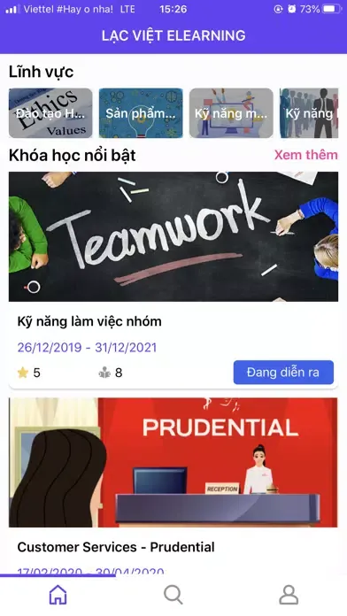 Capturas de tela do Lạc Việt Elearning