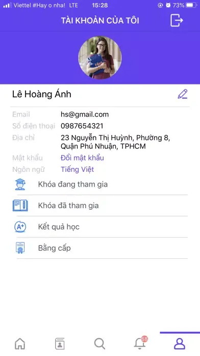 Capturas de tela do Lạc Việt Elearning