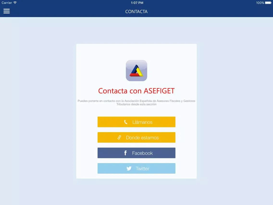 Capturas de pantalla de Asociación Española de Asesores Fiscales y Gestores Tributarios - ASEFIGET iPad 