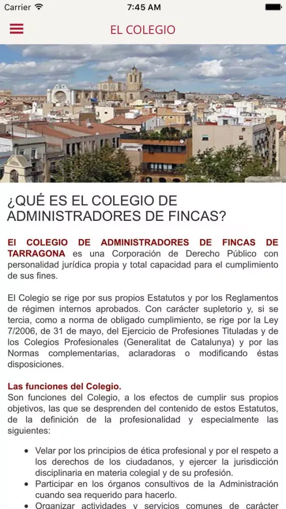 Captures d'écran de Col.legi d'Administradors de Finques de Tarragona