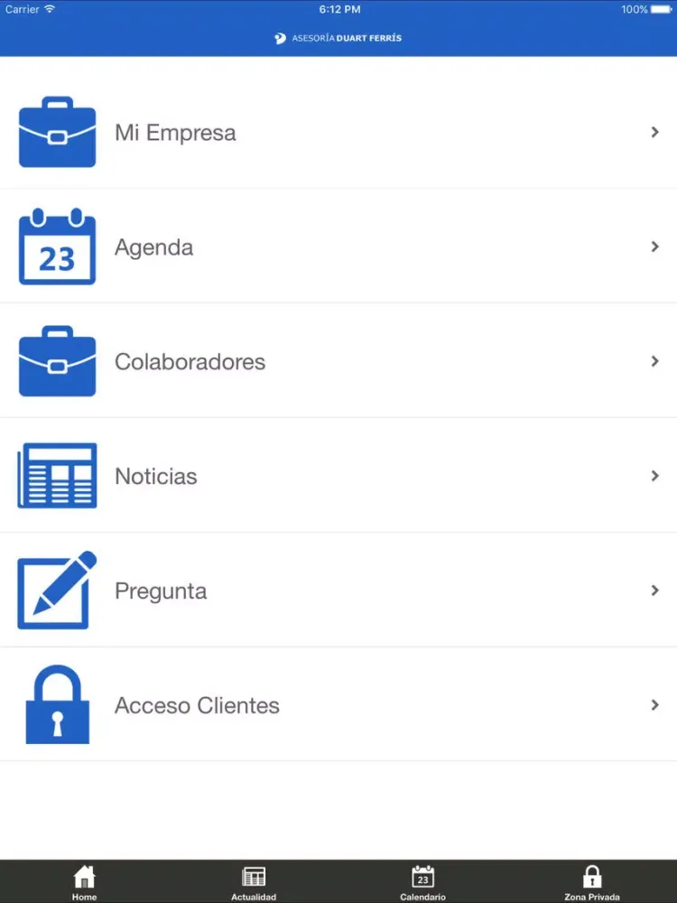 Ảnh chụp màn hình của Asesoría DUART-FERRÍS iPad 