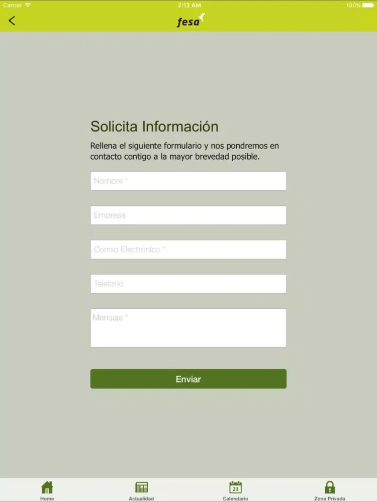 Tangkapan skrin Fesa Asesoría iPad 