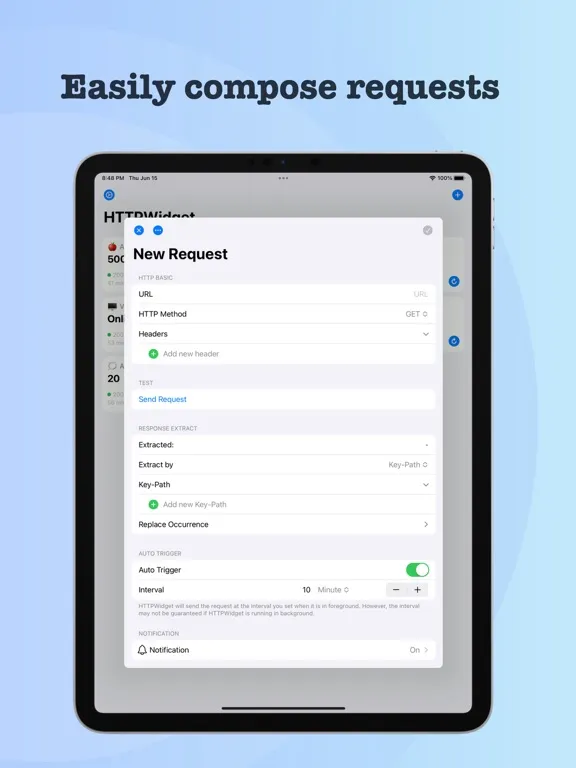 Screenshot di HTTPWidget iPad 