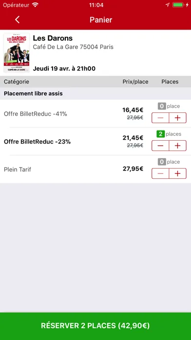 Ảnh chụp màn hình của BilletReduc ­- Agenda Sorties