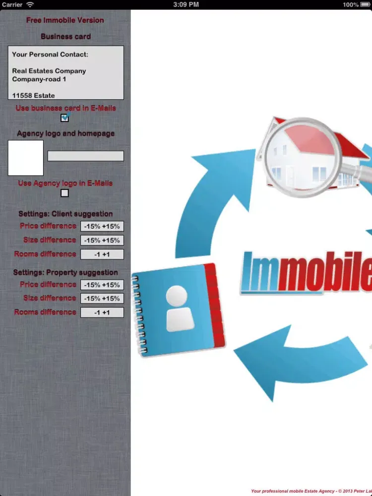Tangkapan layar Immobile real estate agency iPad 