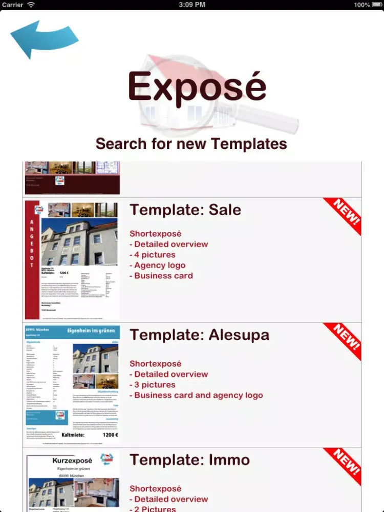 Tangkapan layar Immobile real estate agency iPad 