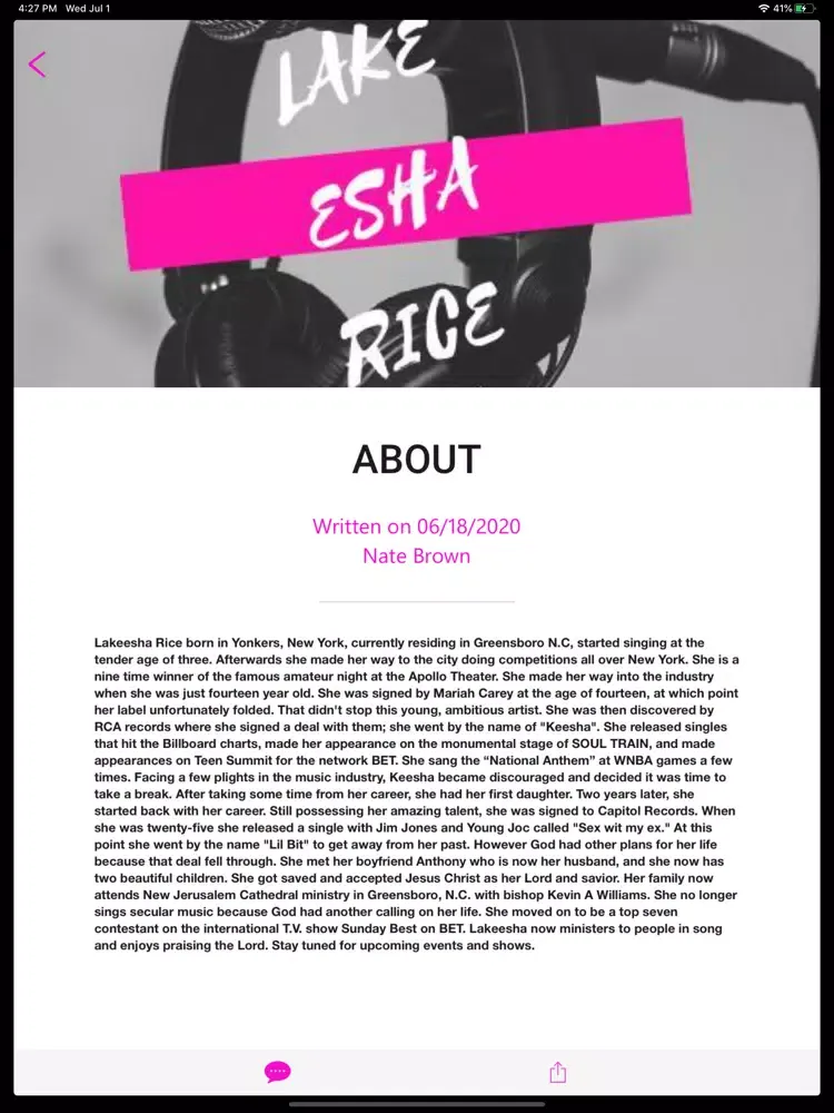 Captures d'écran de Lakeesha Rice iPad 
