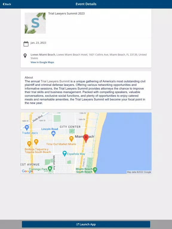 Capturas de tela do Trial Lawyers Summit iPad 