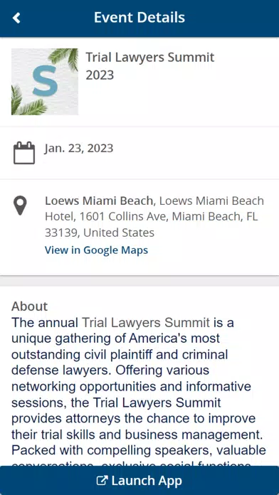 Capturas de tela do Trial Lawyers Summit