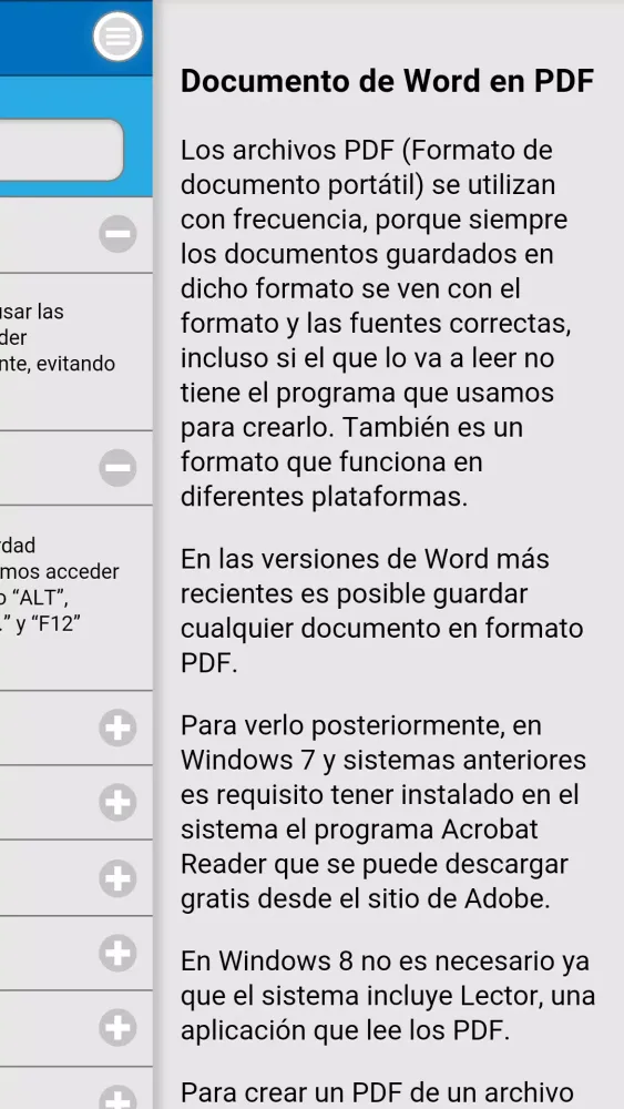 Capturas de pantalla de Trucos de Word atajos de Teclado