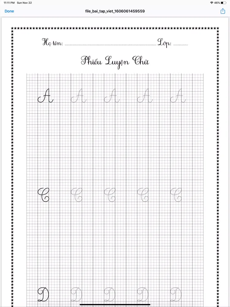 Phiếu Luyện Chữ A4 iPad  স্ক্রিনশট