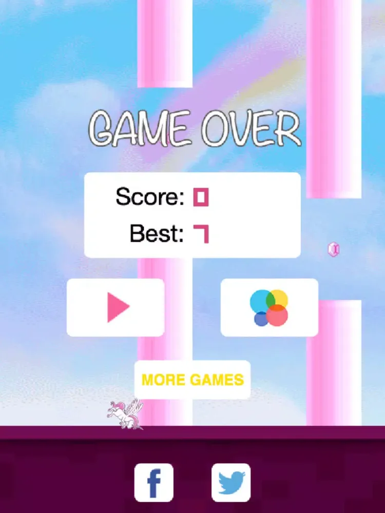 Flappy Unicorn - Rainbow Games Feat. The Robot Unicorn Attack Bird From The Year 2048 iPad Screenshots