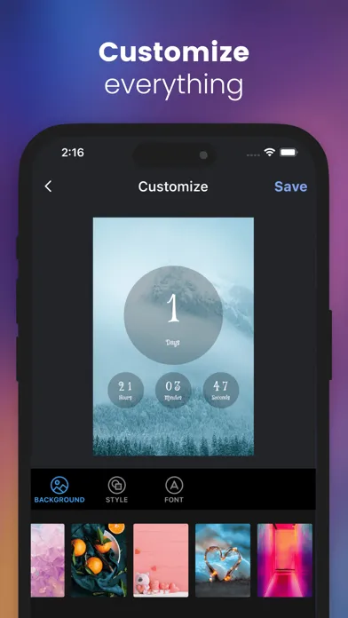 Countdown: Reminder & Widget Screenshots
