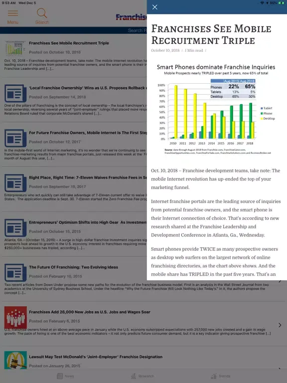 Скриншоты Franchise News iPad 