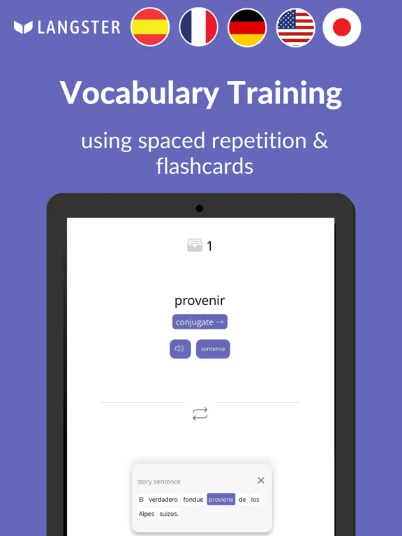 Langster: Language Learning iPad  Screenshots