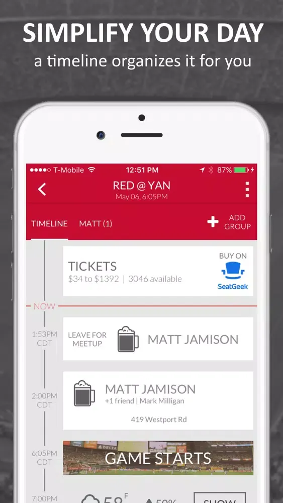 GAMEDAY - Social game plans for sports fans 스크린샷
