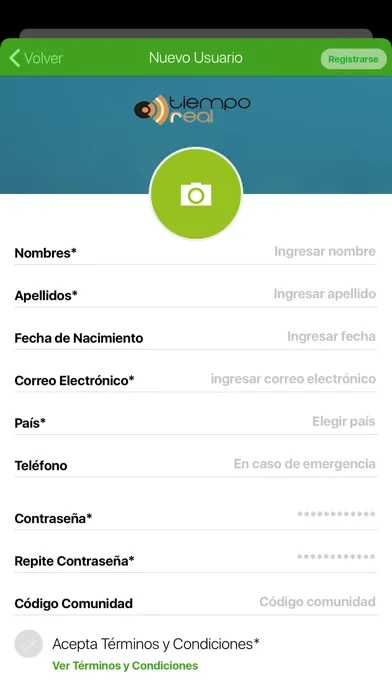 Tangkapan layar Tiempo Real App