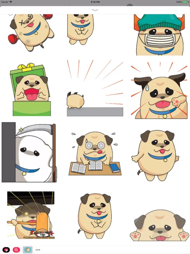Скриншоты Fatty Pug Animated Stickers iPad 