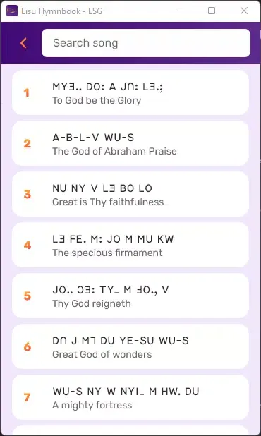 Lisu Hymnbook (LSG)應用截圖