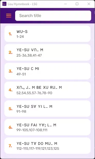 Lisu Hymnbook (LSG)應用截圖