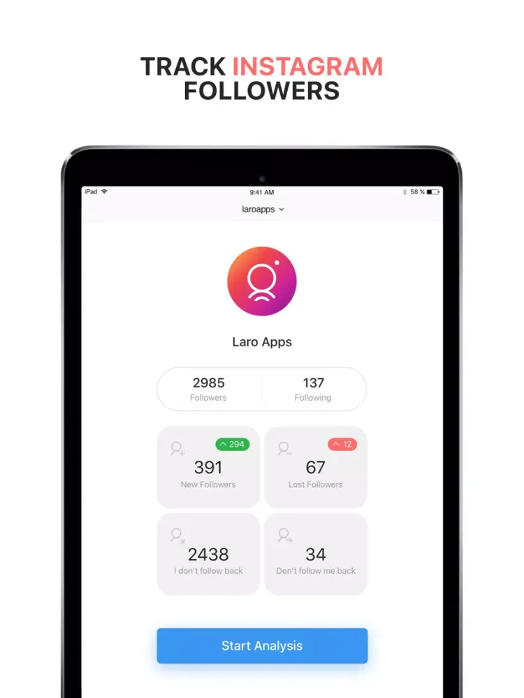 Ảnh chụp màn hình của Reports: Followers Tracker iPad 