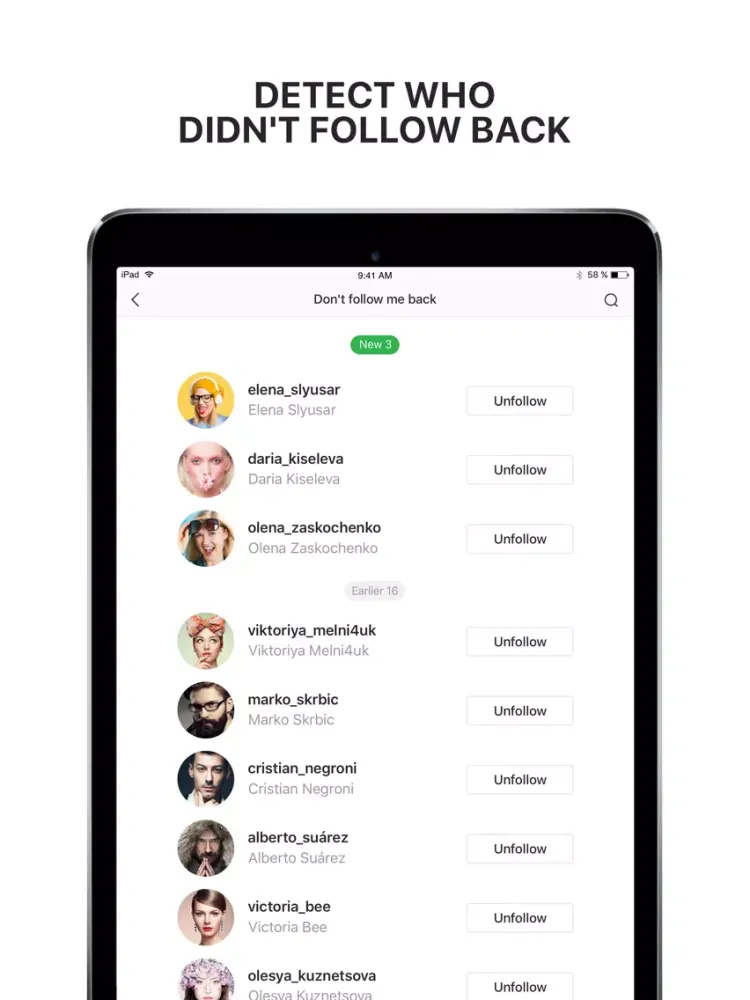Ảnh chụp màn hình của Reports: Followers Tracker iPad 