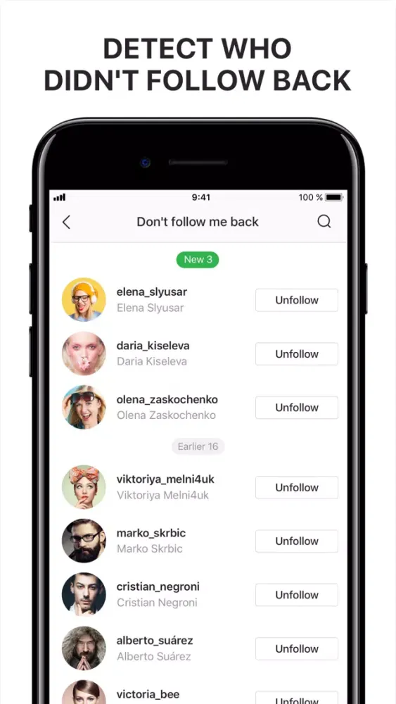 Ảnh chụp màn hình của Reports: Followers Tracker