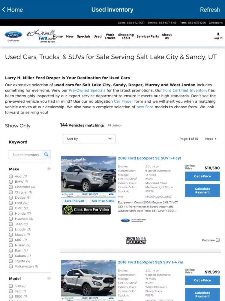 Capturas de tela do Larry H. Miller Dealerships iPad 