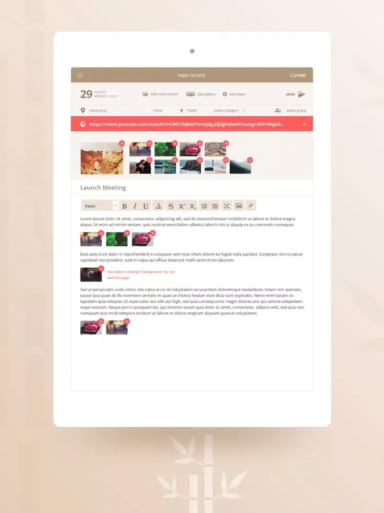 eDiary App iPad  Screenshots