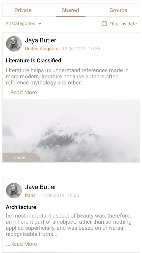 eDiary App Screenshots