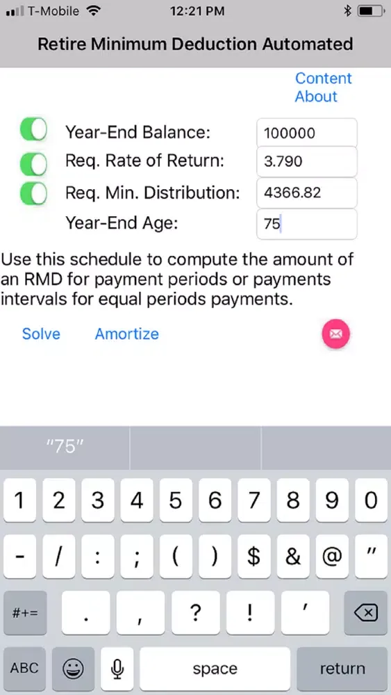 Required Minimum Distribution Screenshots