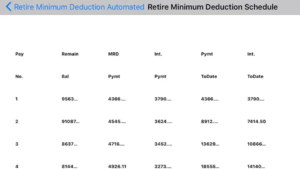 Required Minimum Distribution Screenshots