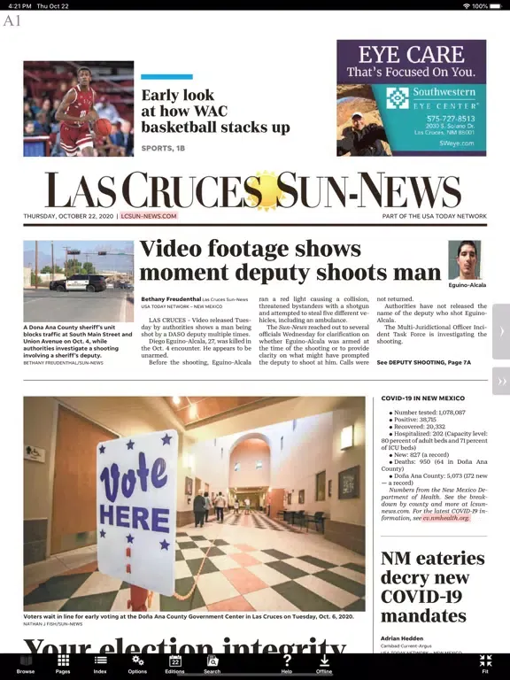 Tangkapan layar Las Cruces Sun-News eEdition iPad 