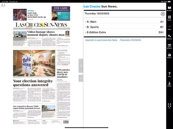Tangkapan layar Las Cruces Sun-News eEdition iPad 