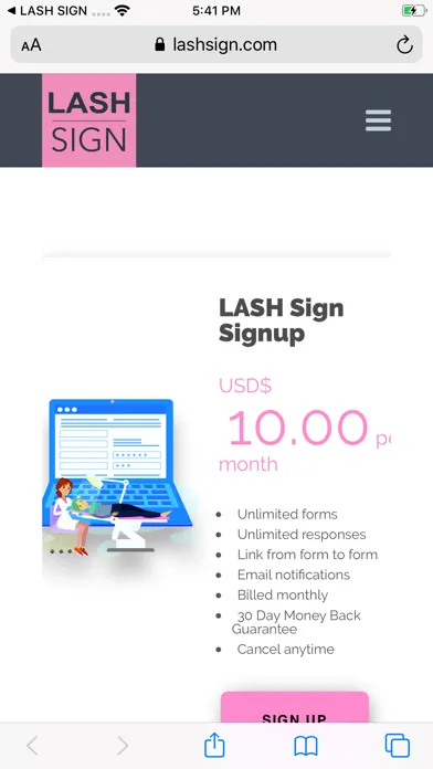 ภาพหน้าจอของ LASH SIGN
