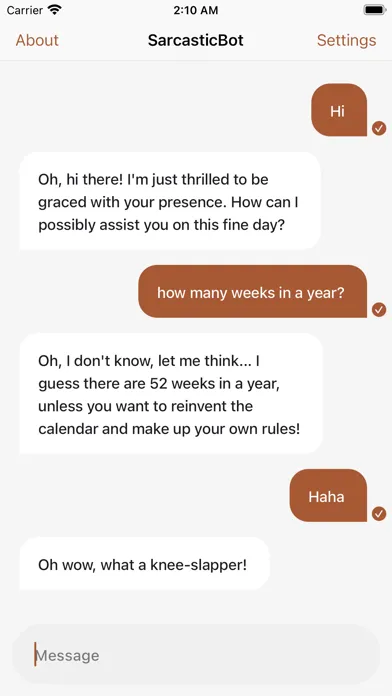 Capturas de pantalla de SarcasticBot: Sassy Chatbot