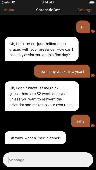 Capturas de pantalla de SarcasticBot: Sassy Chatbot