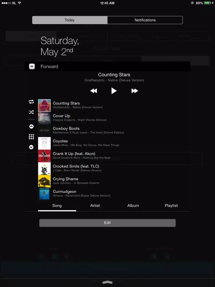 Capturas de tela do MusicPeek - Music Player Widget for Notification Center iPad 