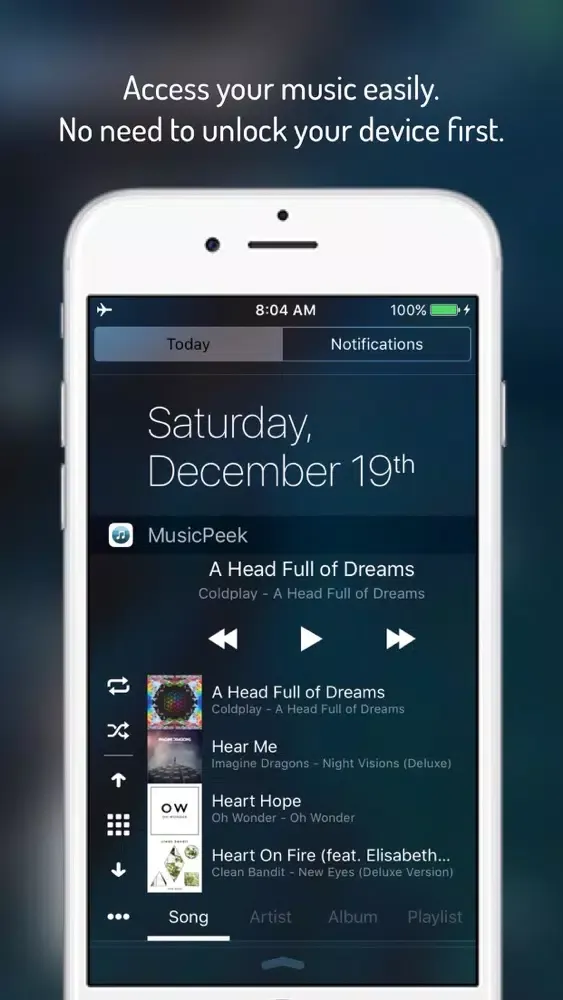 Capturas de tela do MusicPeek - Music Player Widget for Notification Center