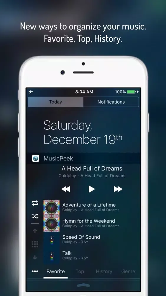 Capturas de tela do MusicPeek - Music Player Widget for Notification Center
