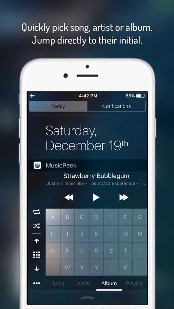 Capturas de tela do MusicPeek - Music Player Widget for Notification Center
