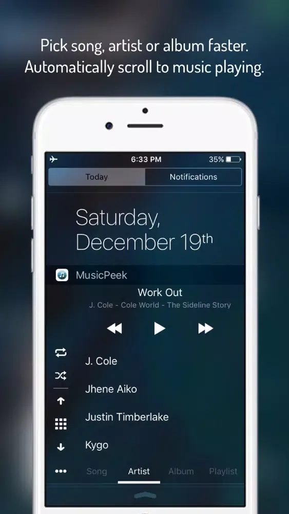 Capturas de tela do MusicPeek - Music Player Widget for Notification Center