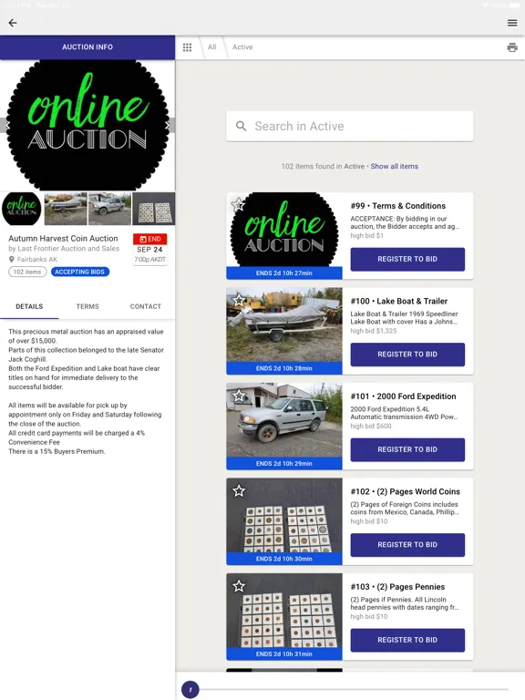 Captures d'écran de Last Frontier Auction & Sales iPad 
