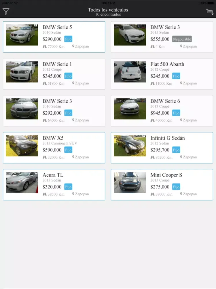 Zrzuty ekranu BMW Naosa iPad 