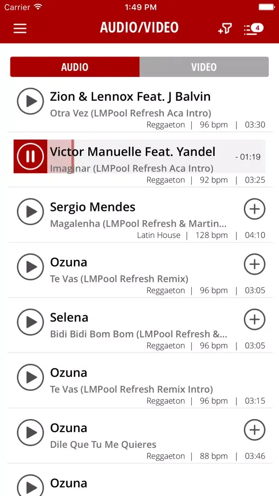 Capturas de tela do Latino Music Pool
