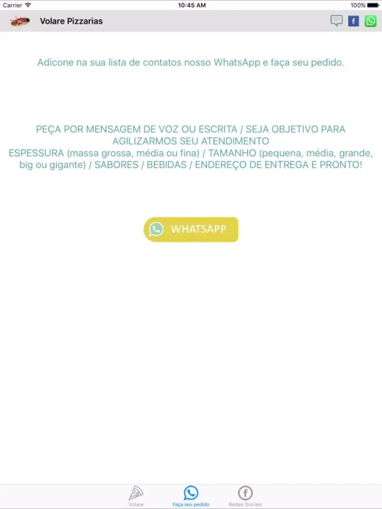 ภาพหน้าจอของ Volare Pizzarias iPad 