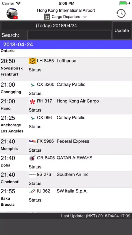 Скриншоты HK Intl Airport Flight Info