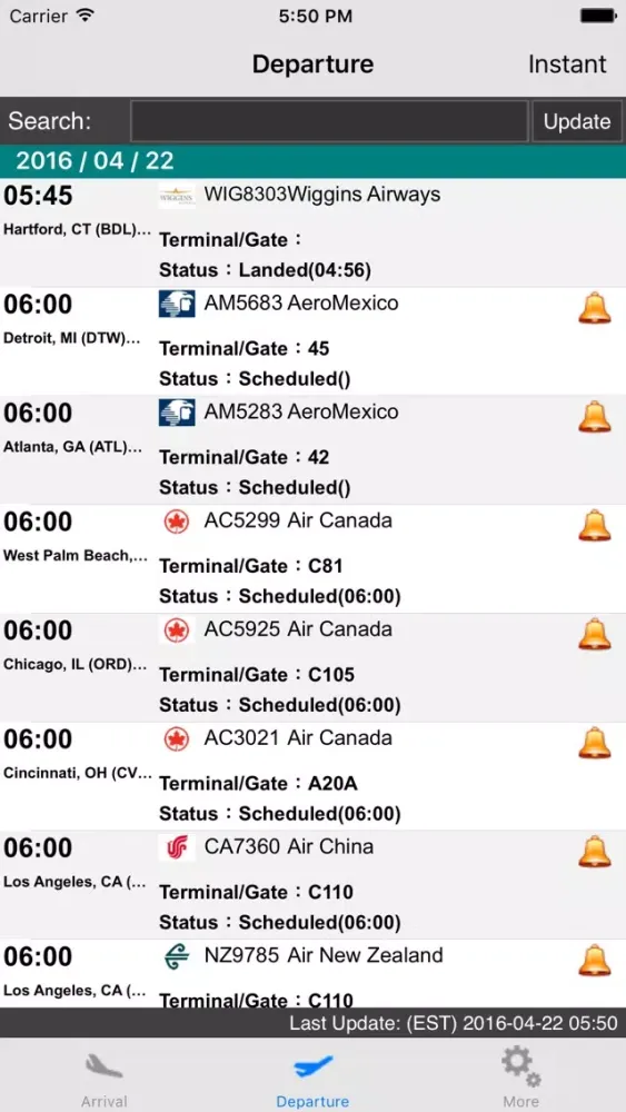 Capturas de pantalla de NY Newark Liberty Airport(EWR) Flight Info