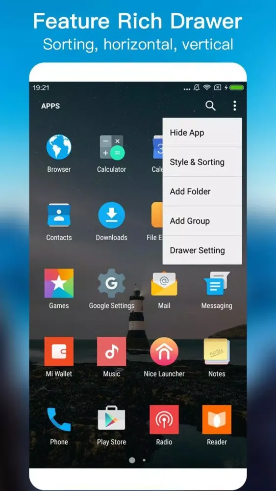 Capturas de tela do Nice Launcher