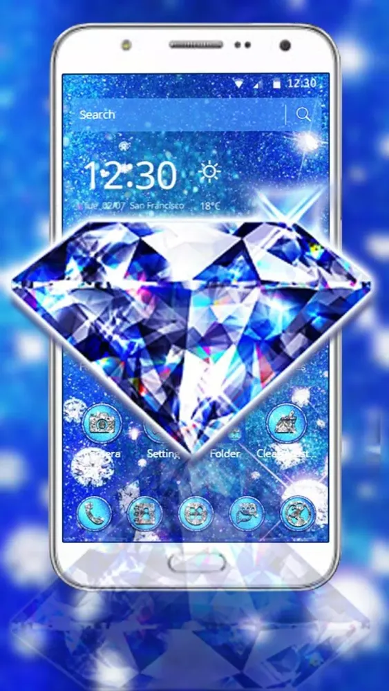 Glitter Blue Diamond 2D Theme Screenshots